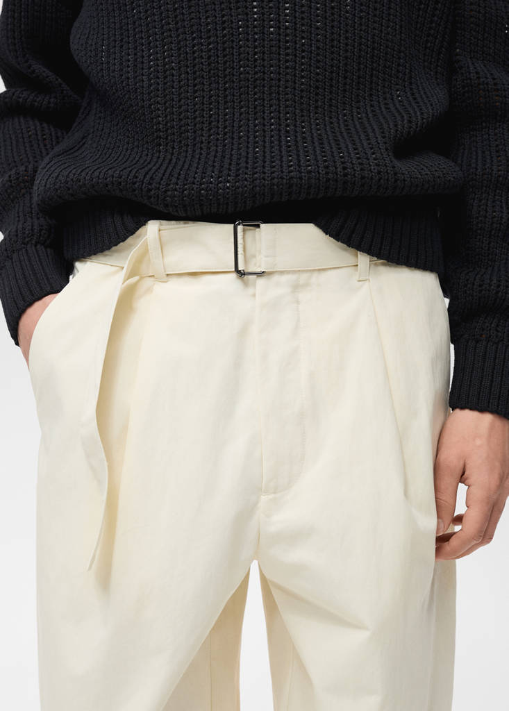 Relaxed-fit trousers with belt — Ecru