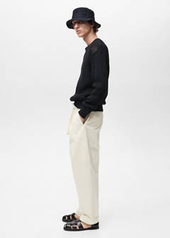 Relaxed-fit trousers with belt — Ecru 5
