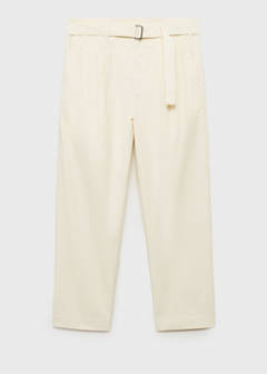 Relaxed-fit trousers with belt — Ecru 8