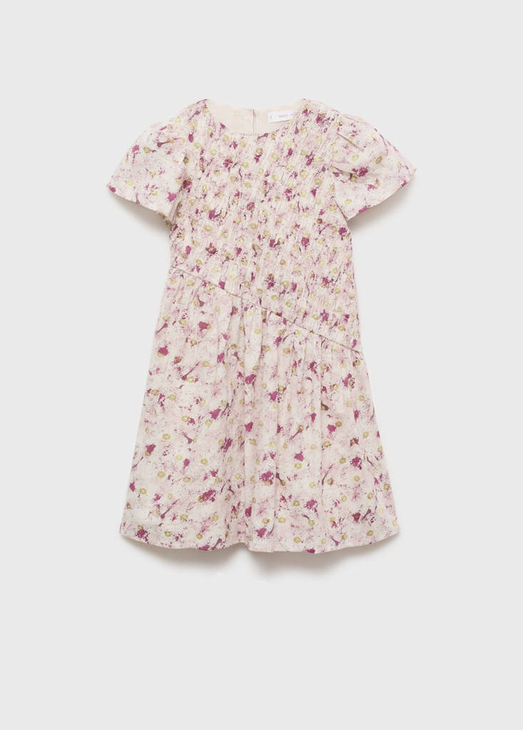 MANGO KIDS - Robe courte imprimée rose - 7 - Fille