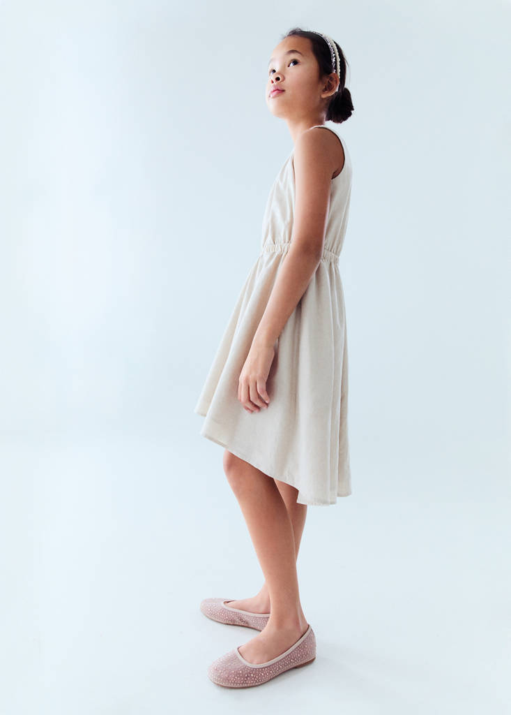 Linen dress with gathered detail — Light/Pastel Grey