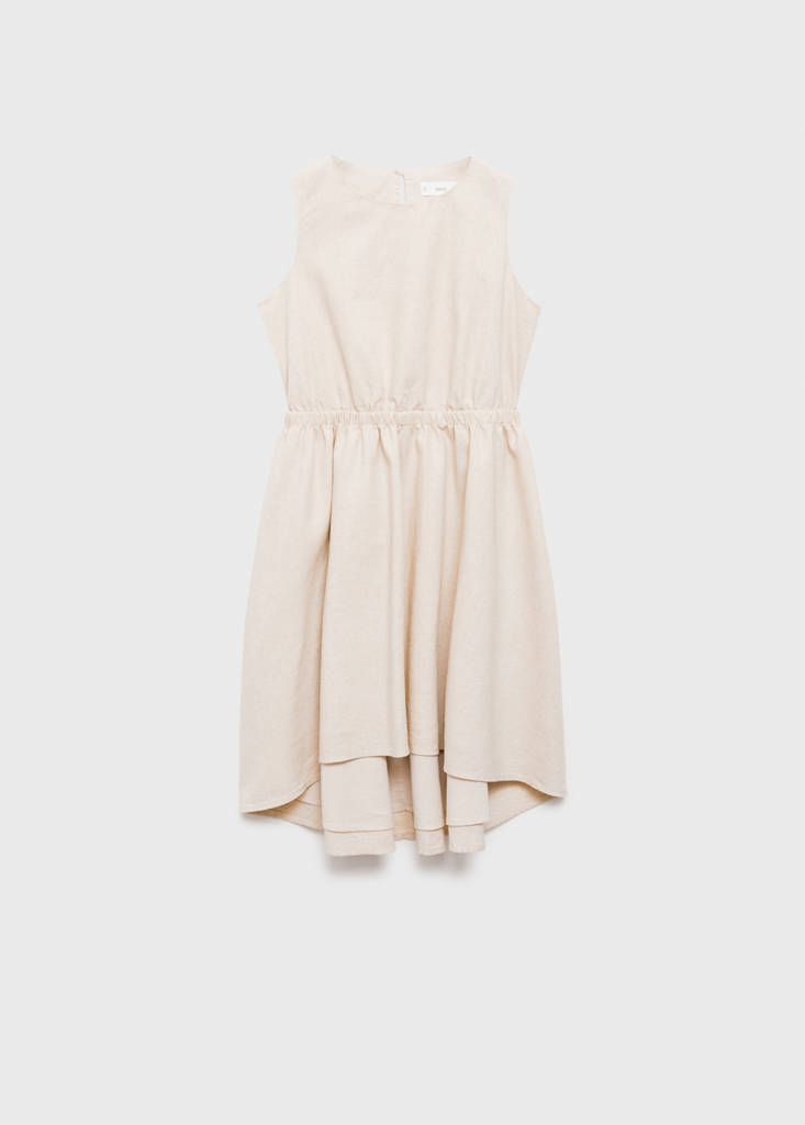 Linen dress with gathered detail — Light/Pastel Grey