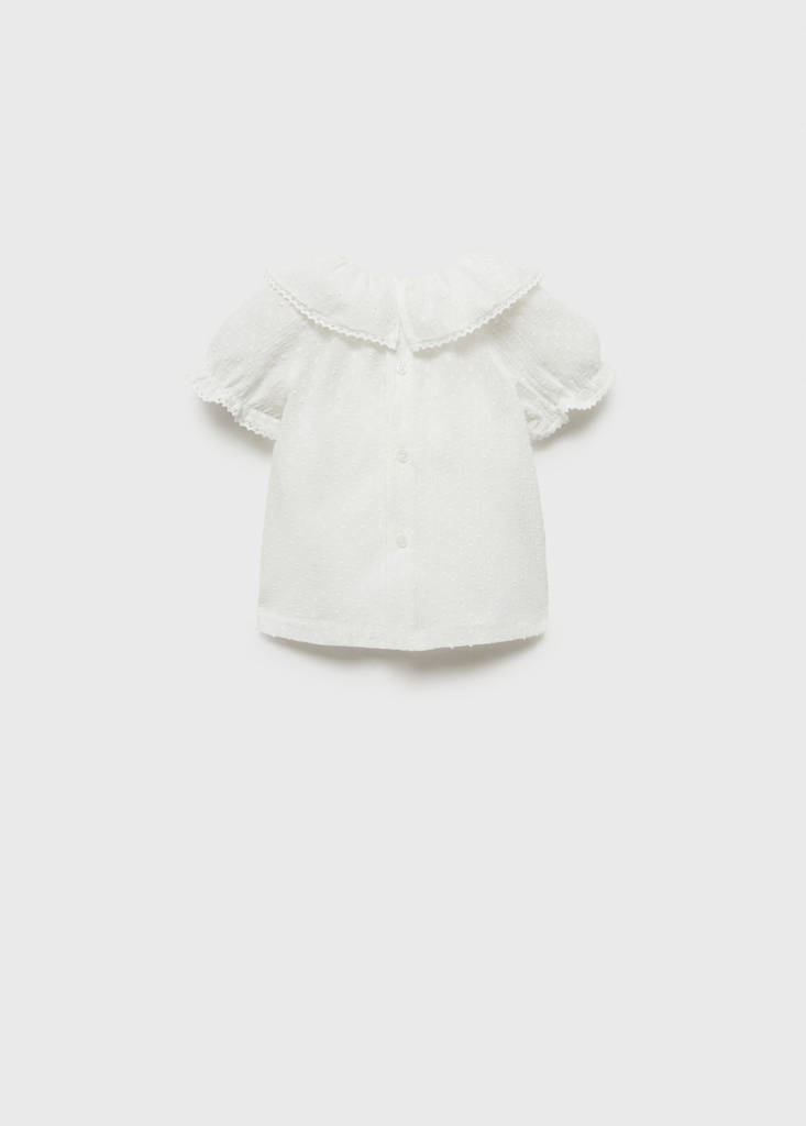 Ruffle neck blouse — Off White