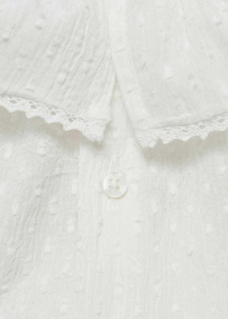 Ruffle neck blouse — Off White