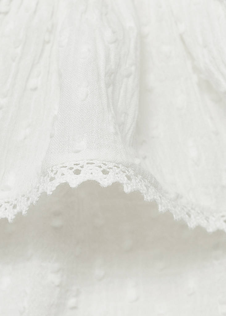 Ruffle neck blouse — Off White