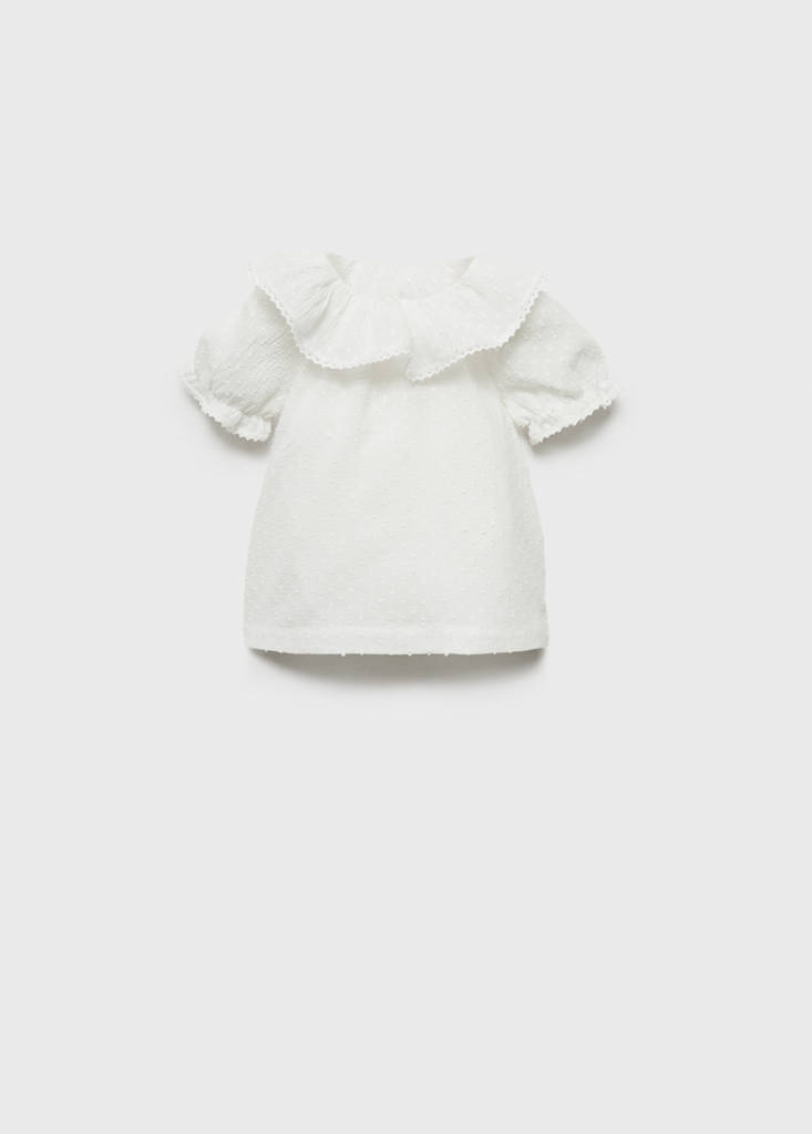 Ruffle neck blouse — Off White