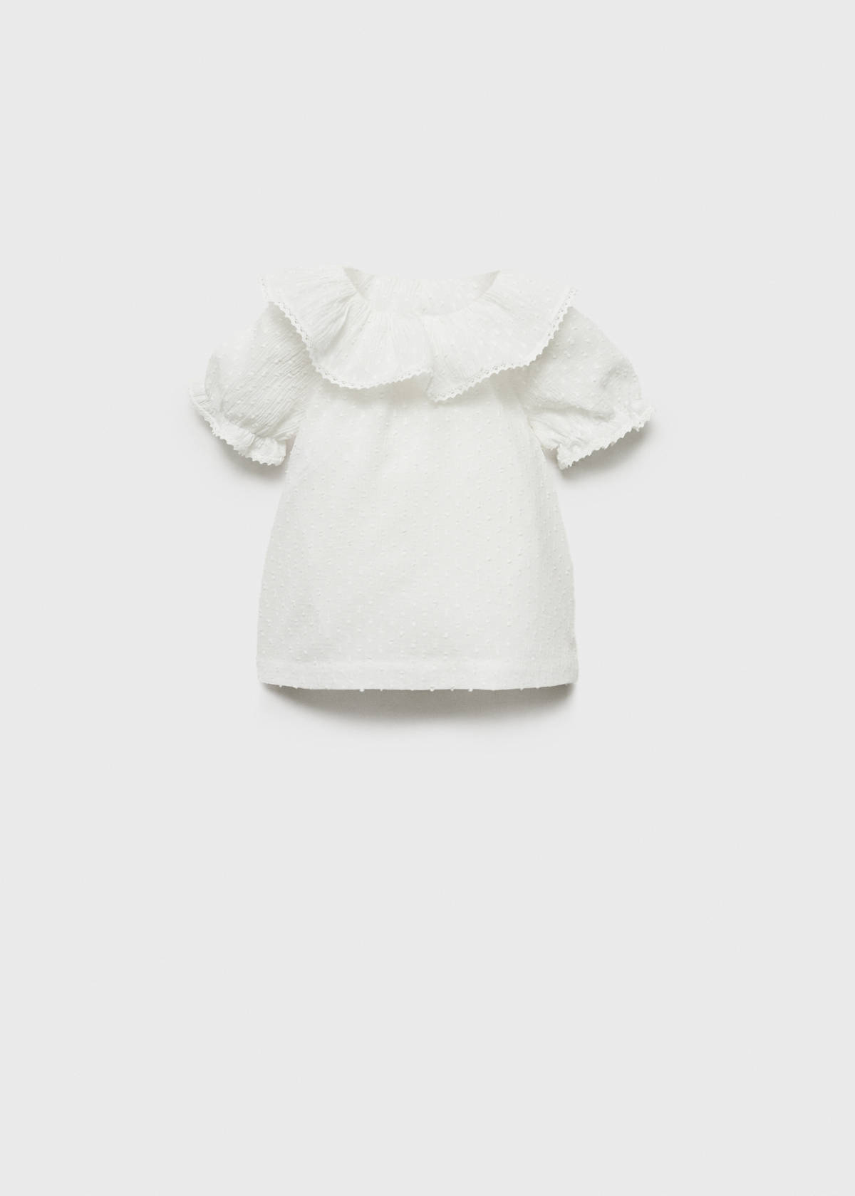 Ruffle neck blouse — Off White