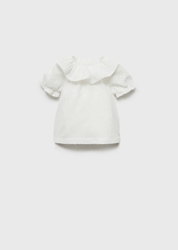 Ruffle neck blouse — Off White