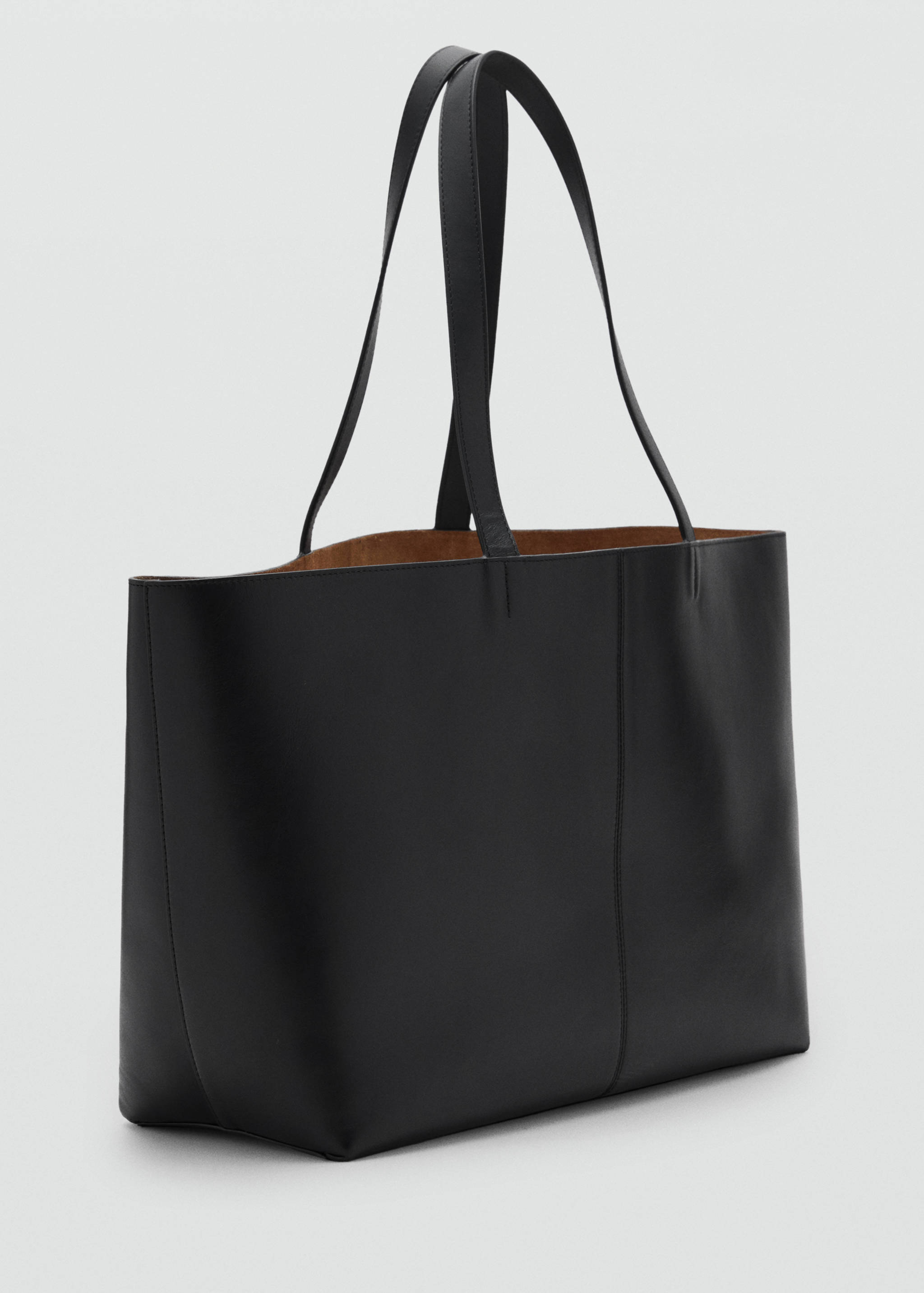 Large leather shopper bag - Medium plane