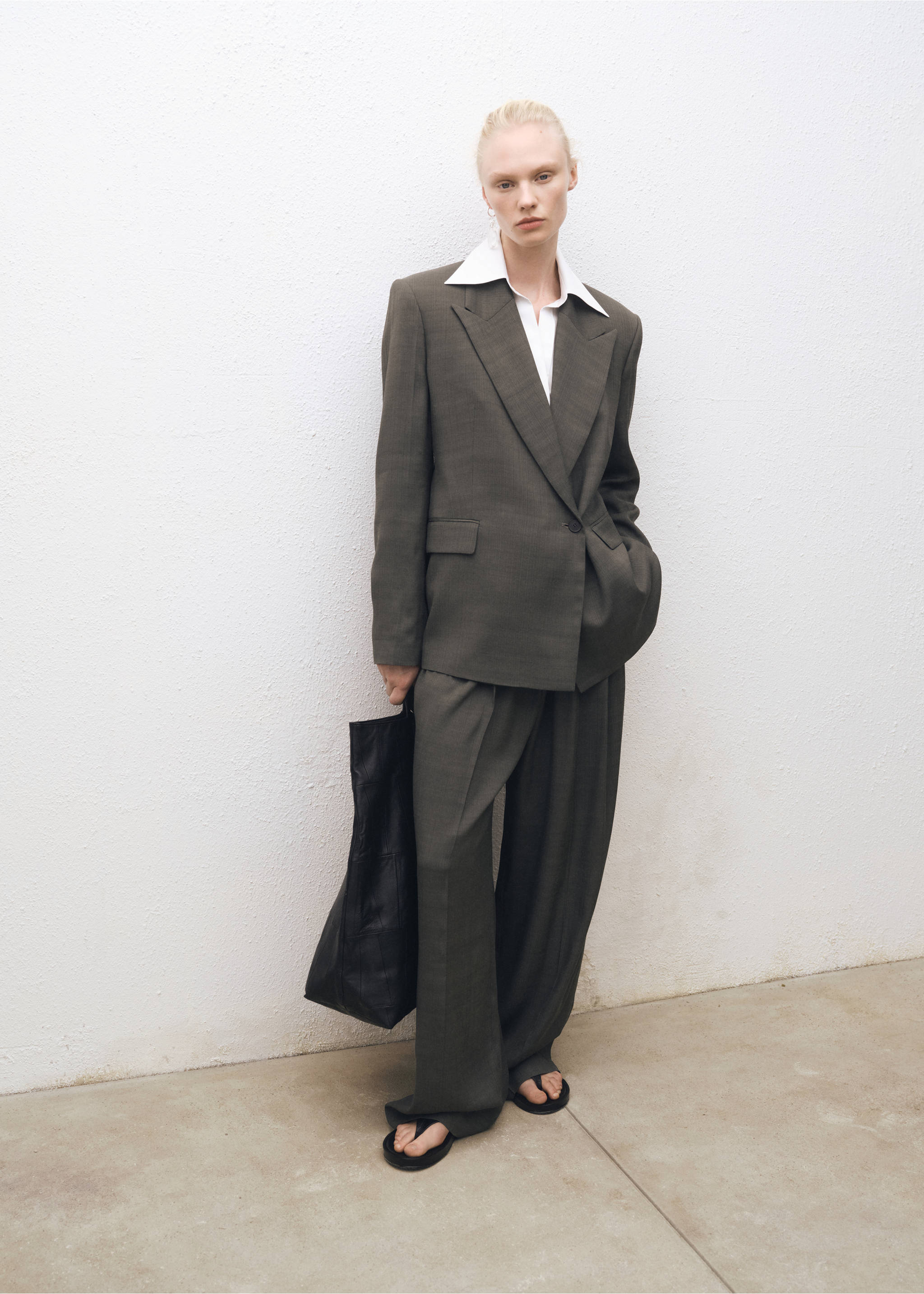 Oversized double-breasted suit jacket - General plane, Khaki. Ref: 87054420-00.