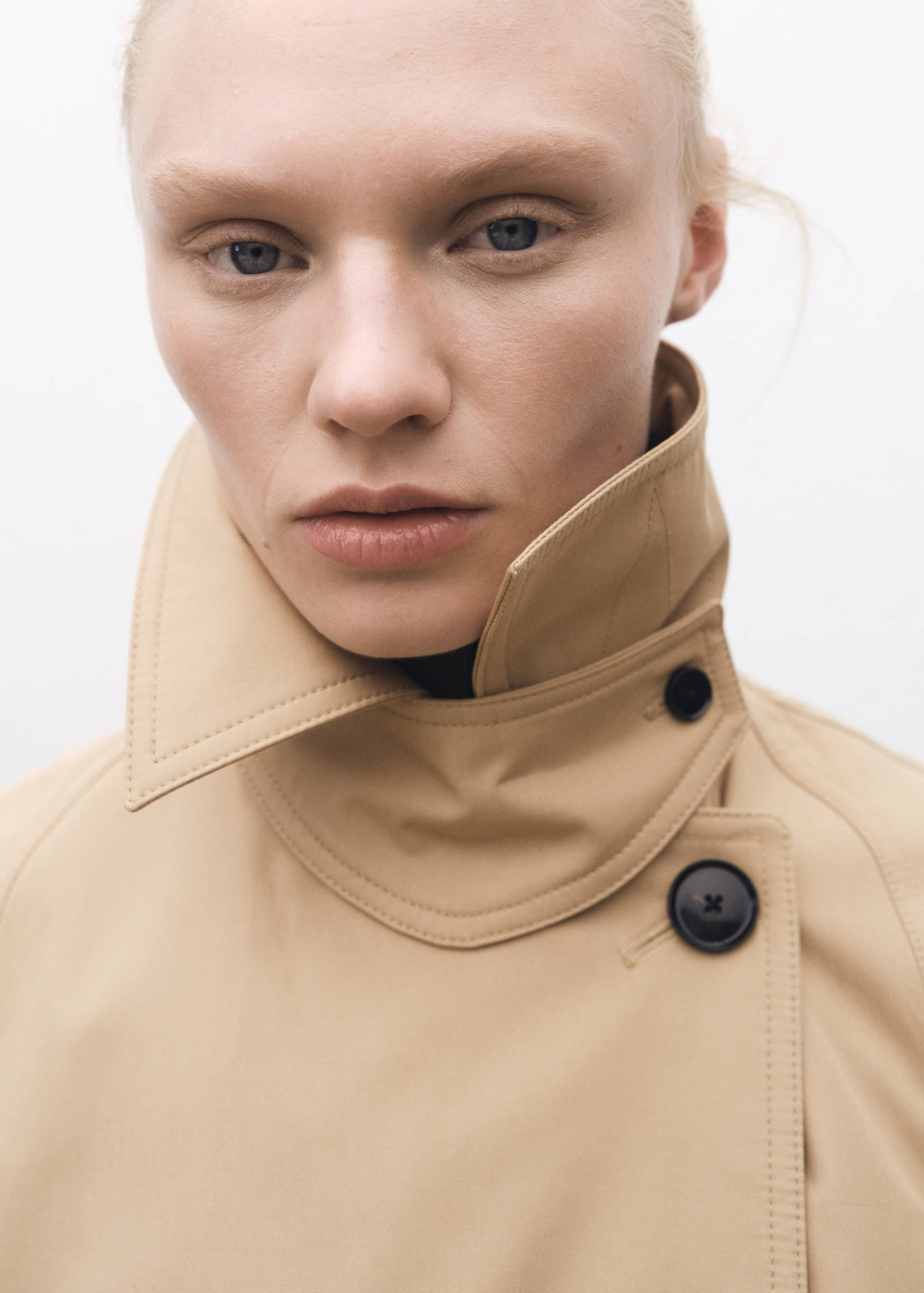 Long oversized cotton trench coat - Details of the article 1