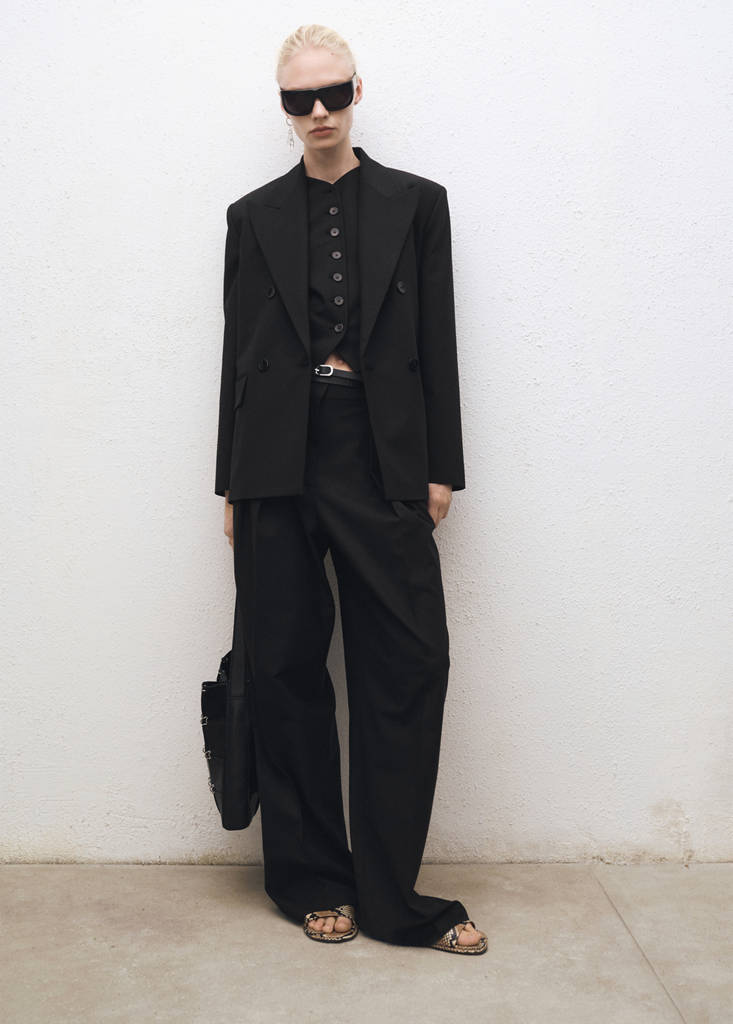 MANGO - Gilet de costume laine mélangée noir - S