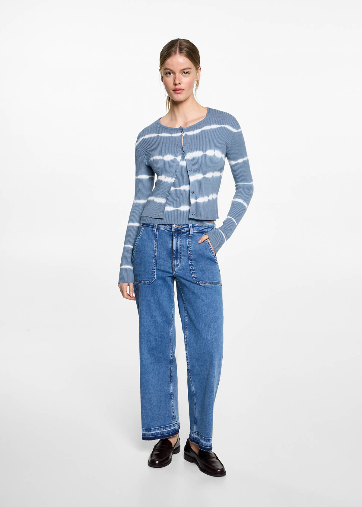 Fine-knit cardigan — Sky Blue