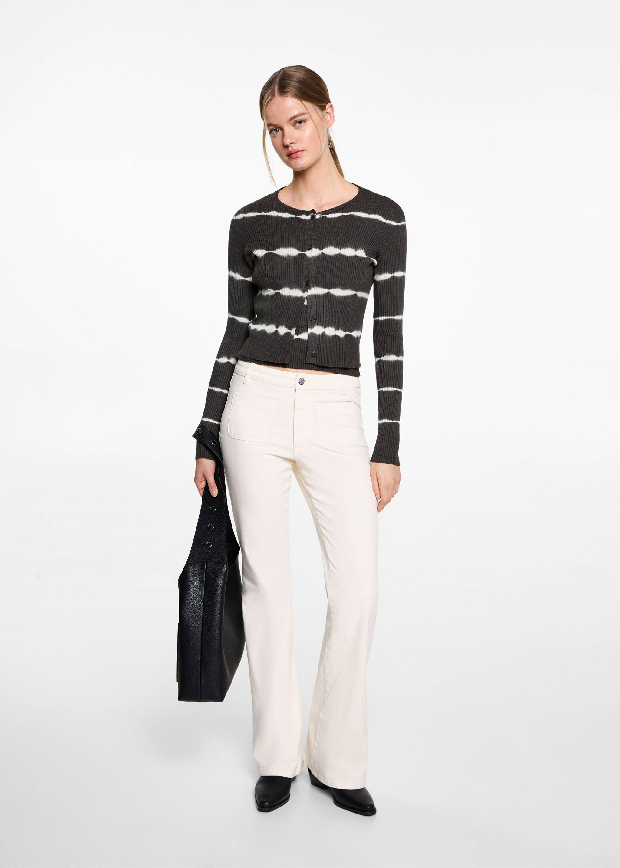 Fine-knit cardigan - General plane, Charcoal. Ref: 87054786-00.