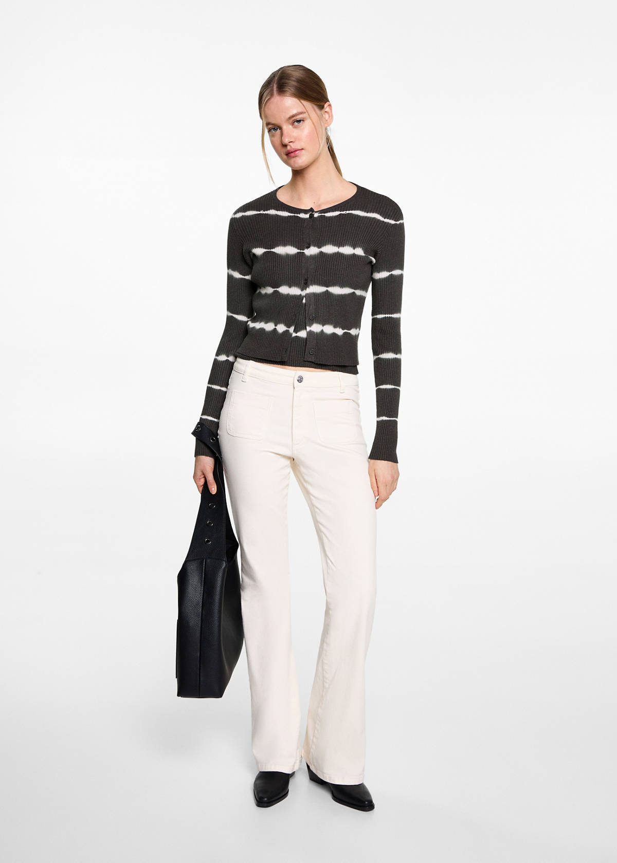 Fine-knit cardigan — Charcoal