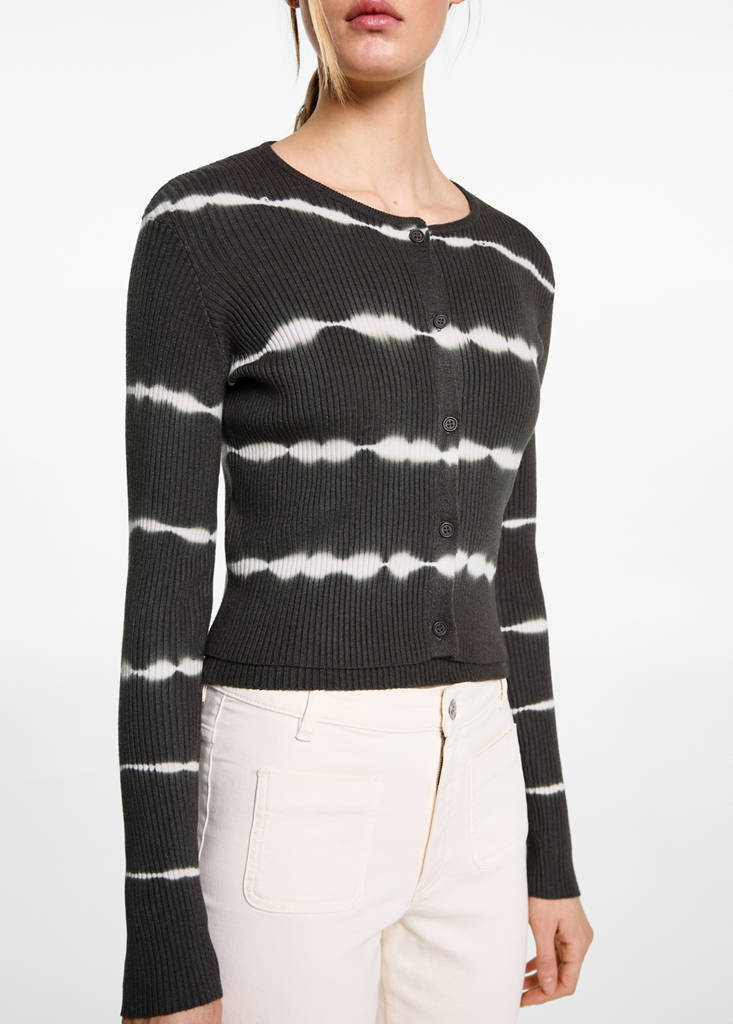 Fine-knit cardigan — Charcoal