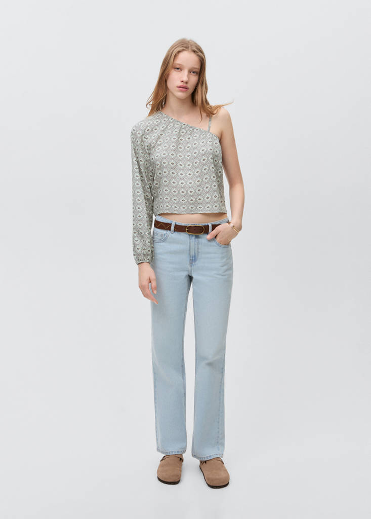MANGO TEEN - Blouse asymétrique imprimée gris clair/pastel - L - Fille Teen