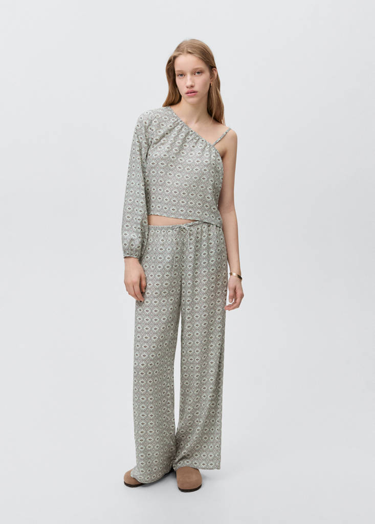 MANGO TEEN - Pantalon fluide imprimé gris clair/pastel - XS - Fille Teen