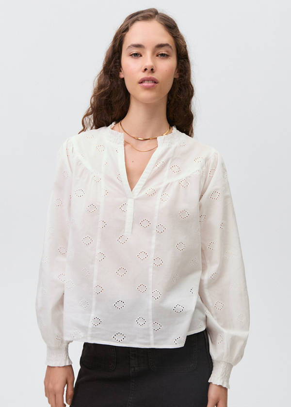 English embroidery blouse — Off White