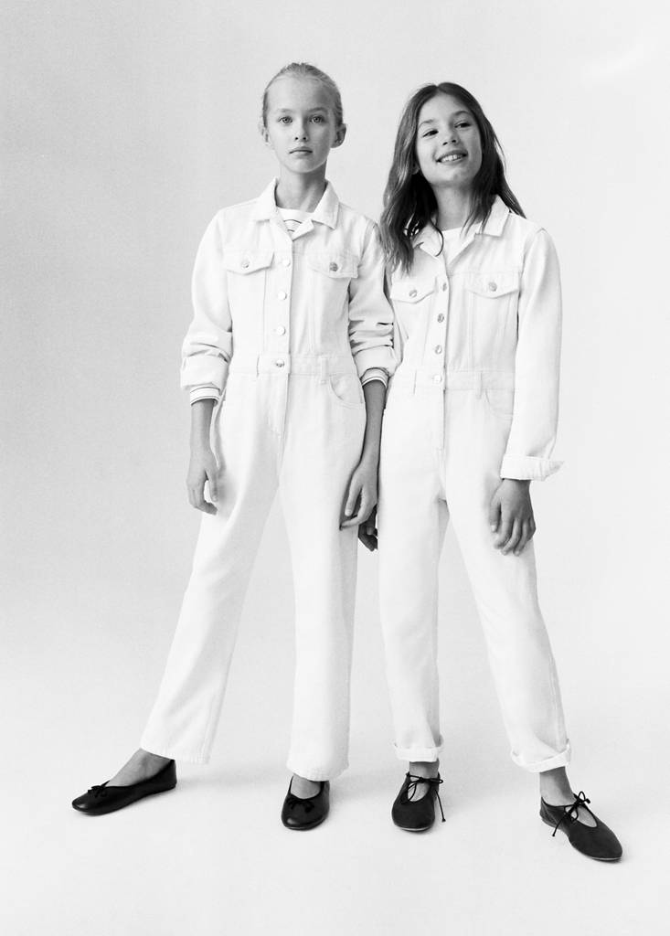Long denim jumpsuit — Ecru