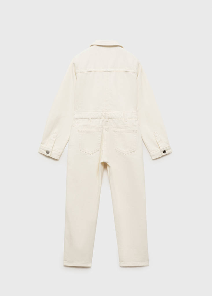 Long denim jumpsuit — Ecru