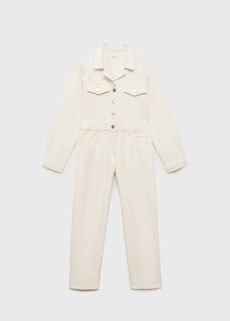 Long denim jumpsuit — Ecru