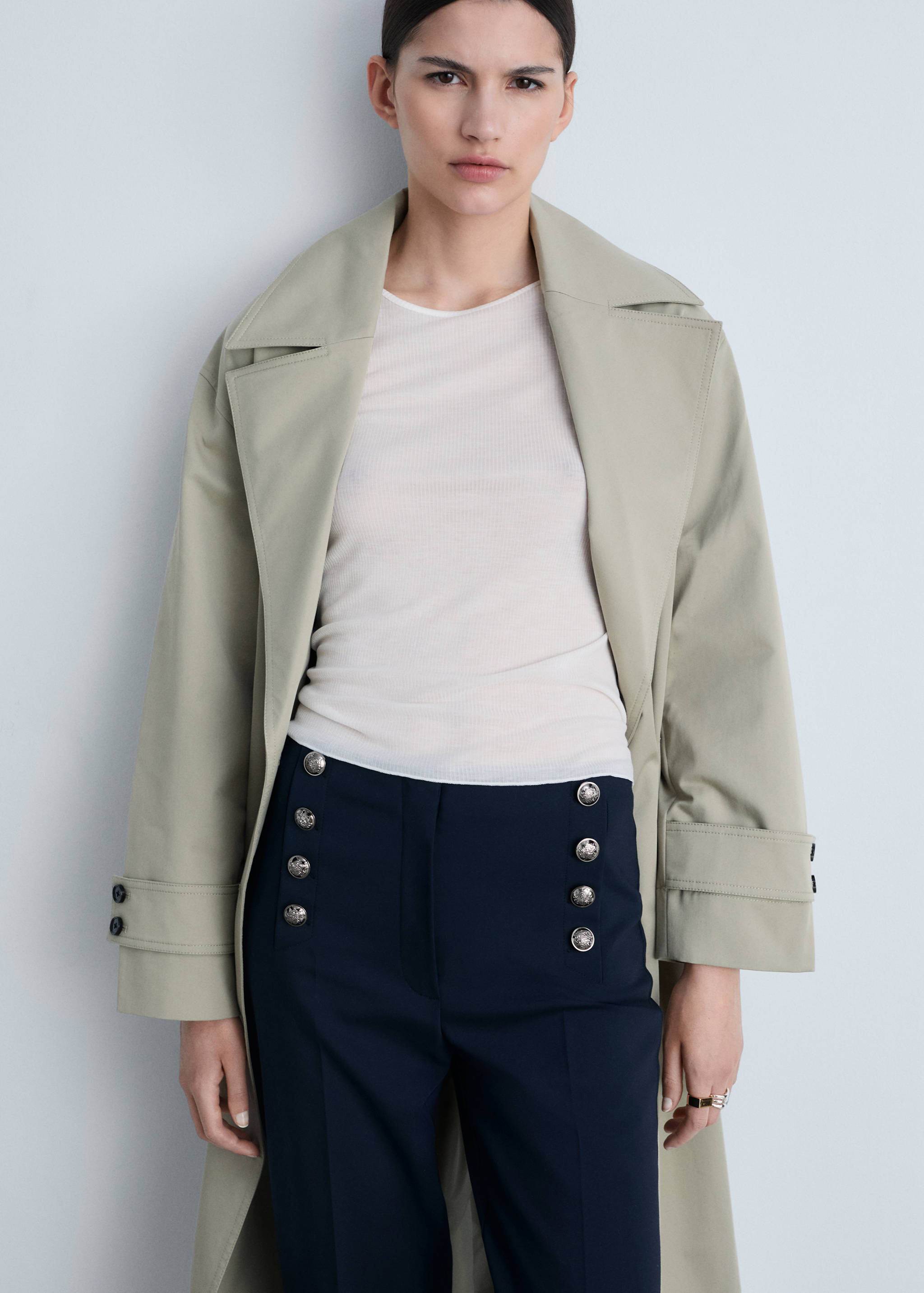 Straight pants with jewel buttons - Details of the article 1