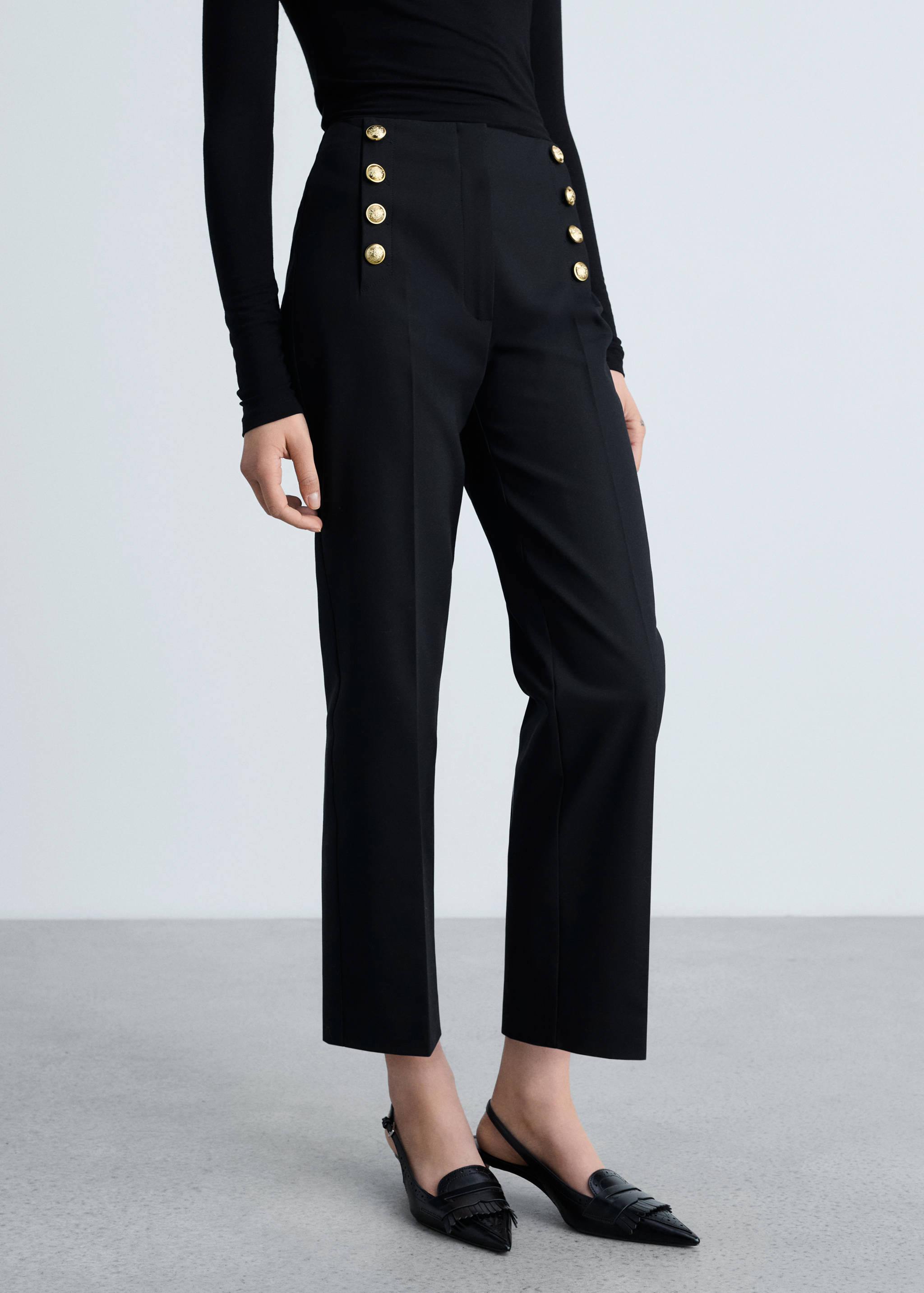 Straight pants with jewel buttons - Medium plane