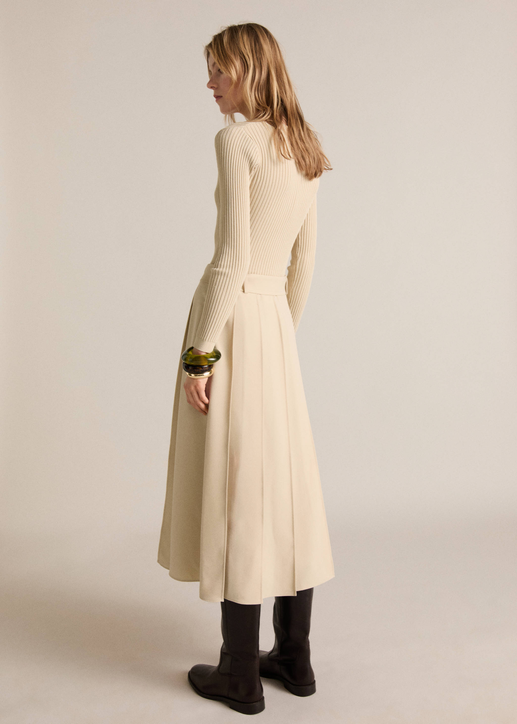 فستان بحزام منسوج وتصميم متنوع - الجهة الخلفية للمنتج