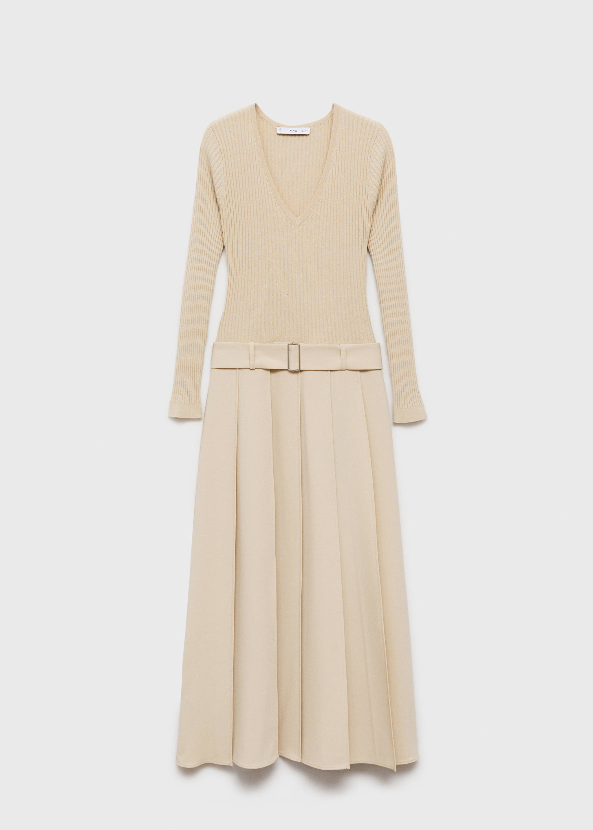 Combined woven dress with belt - Article without model