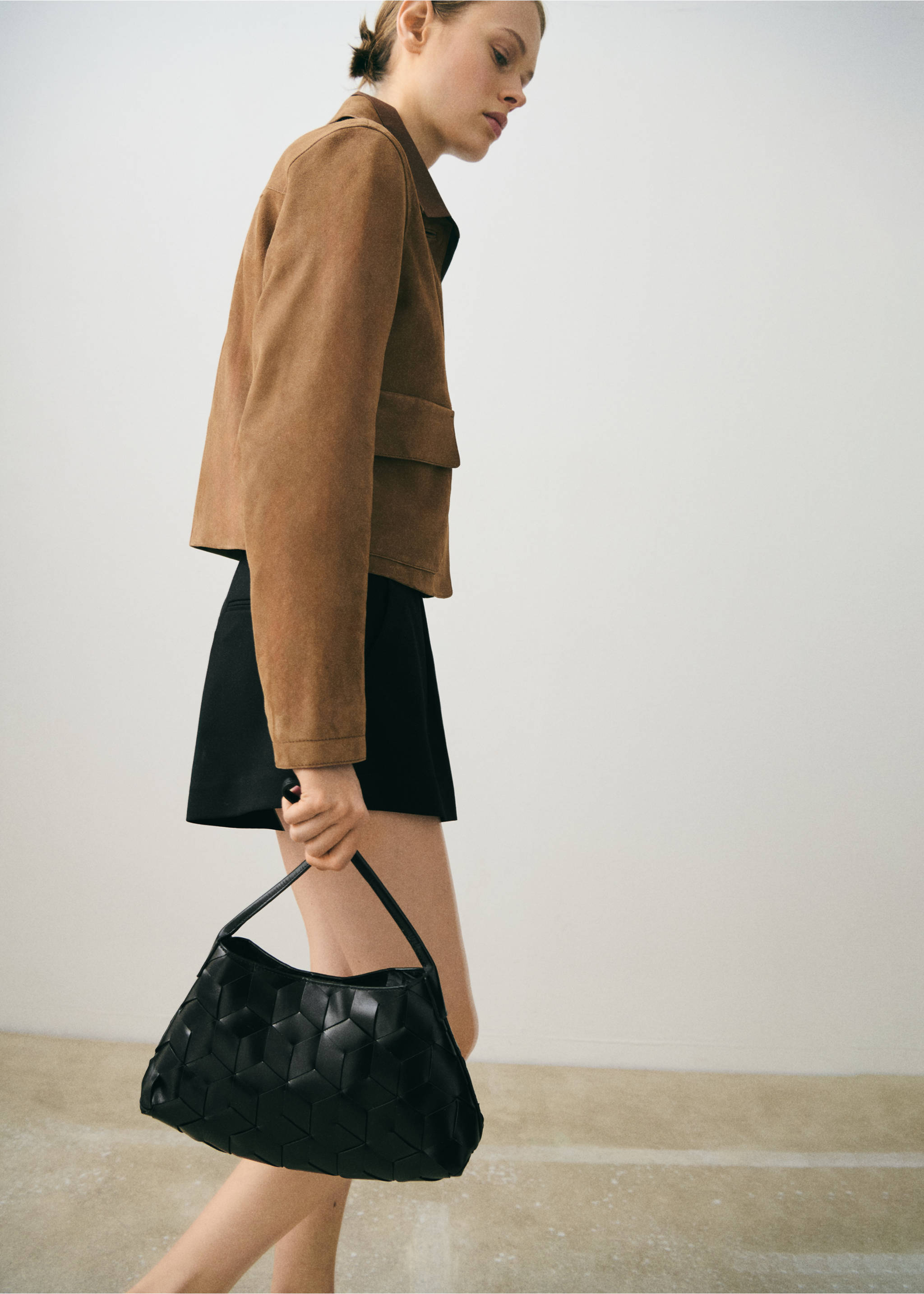 Suede leather jacket - Details of the article 2, Medium Brown. Ref: 87054804-00.