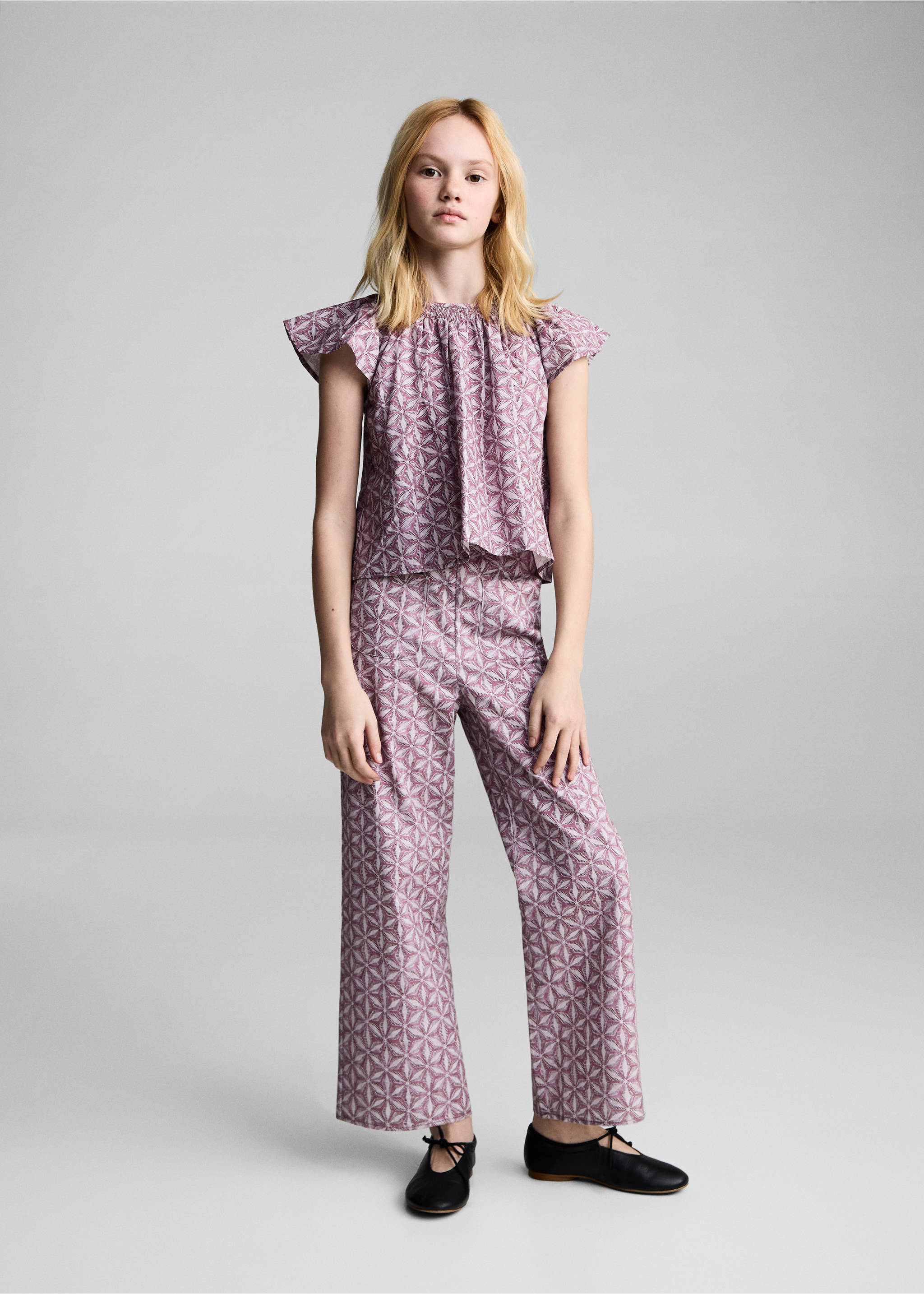 Pantalón estampado bolsillo - Plano general, Rosa. Ref: 87054807-00.