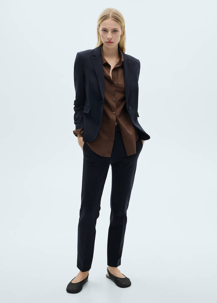 Straight mid-rise trousers — Dark Navy