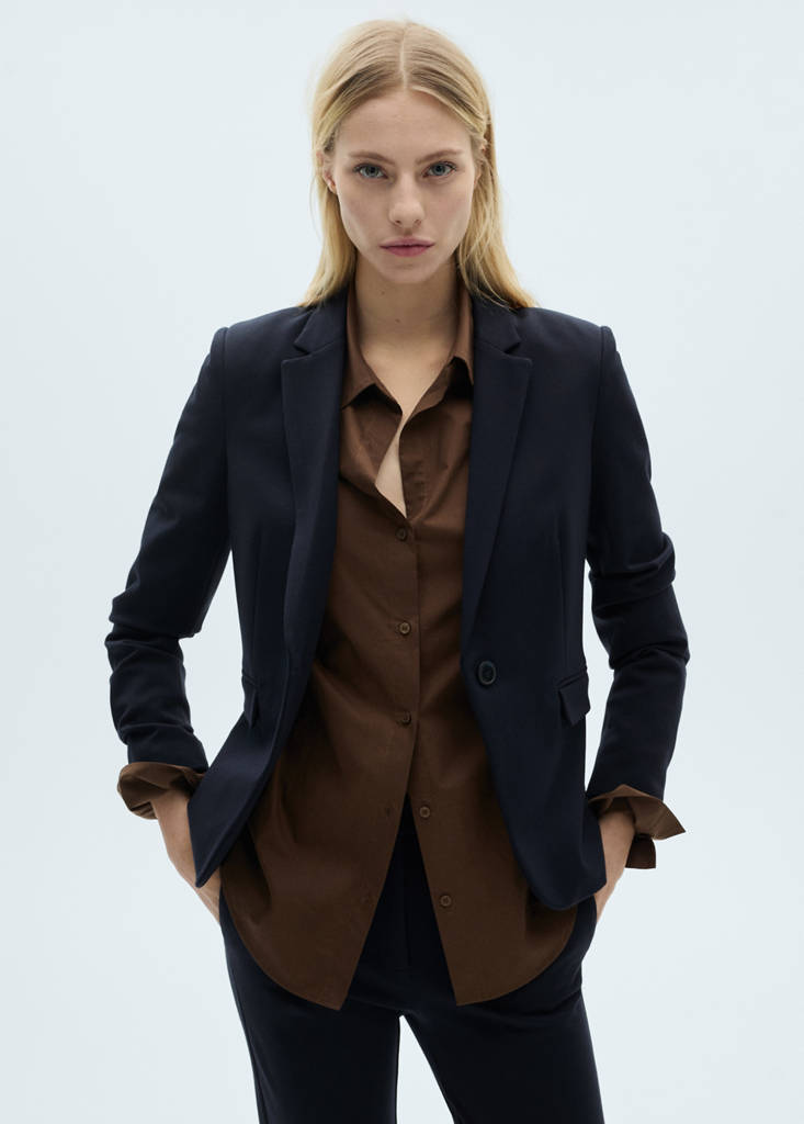 Straight mid-rise trousers — Dark Navy