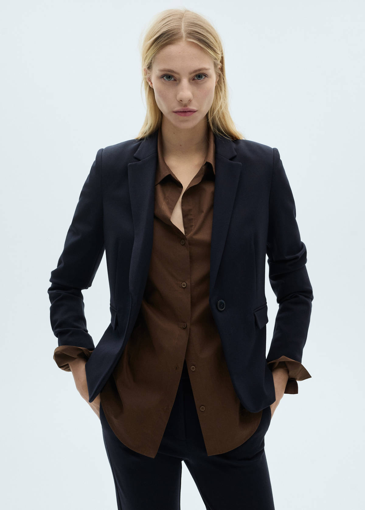 Straight mid-rise trousers — Dark Navy
