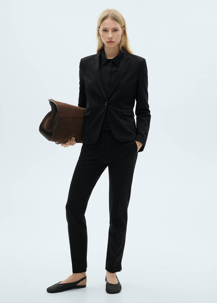 Straight mid-rise trousers — Black