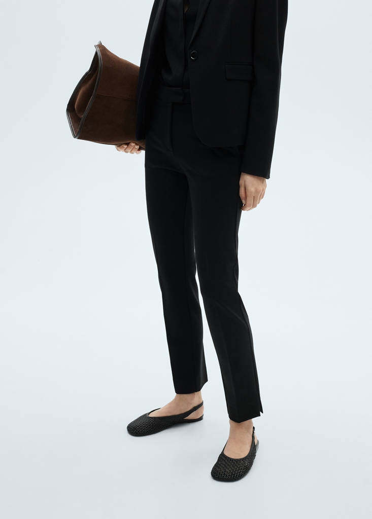 Straight mid-rise trousers — Black