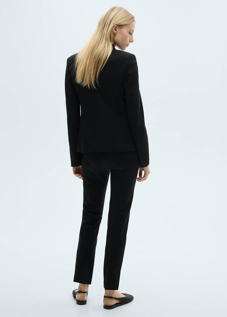 Straight mid-rise trousers — Black