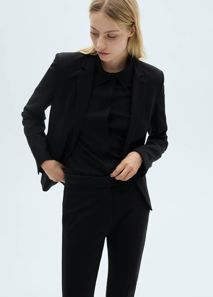 Straight mid-rise trousers — Black