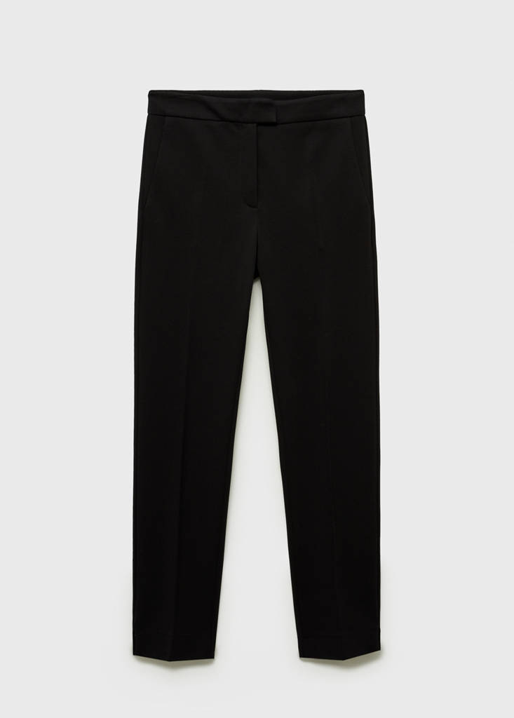 Straight mid-rise trousers — Black