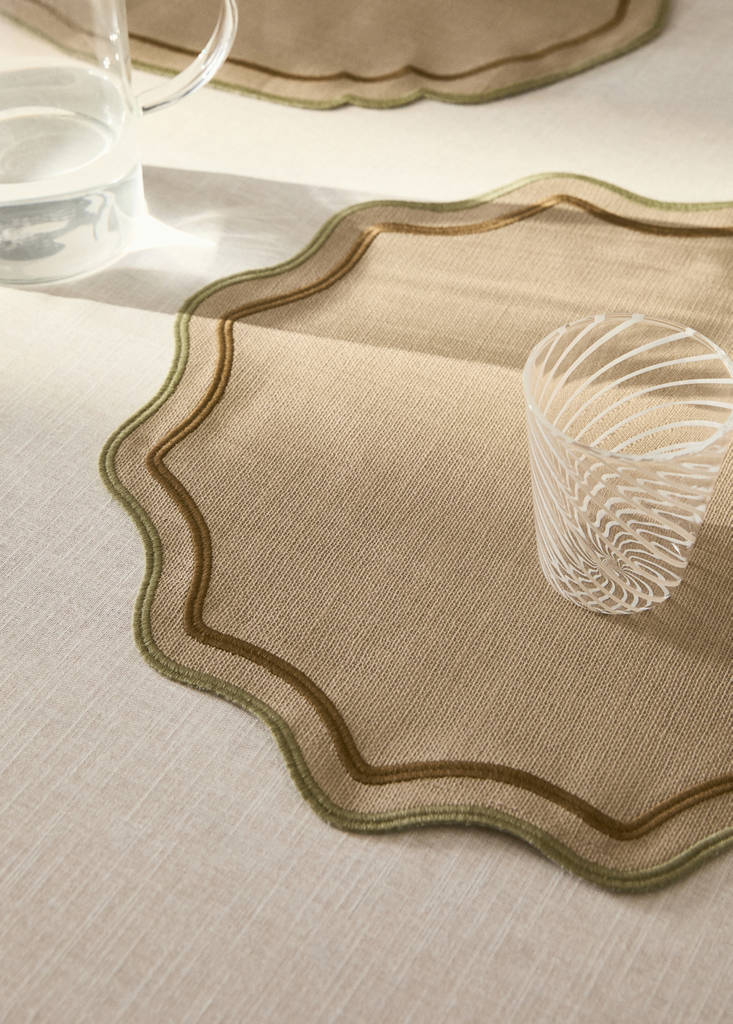 MANGO HOME - Nappe individuelle en coton résiné à vagues sable - 35x50cm