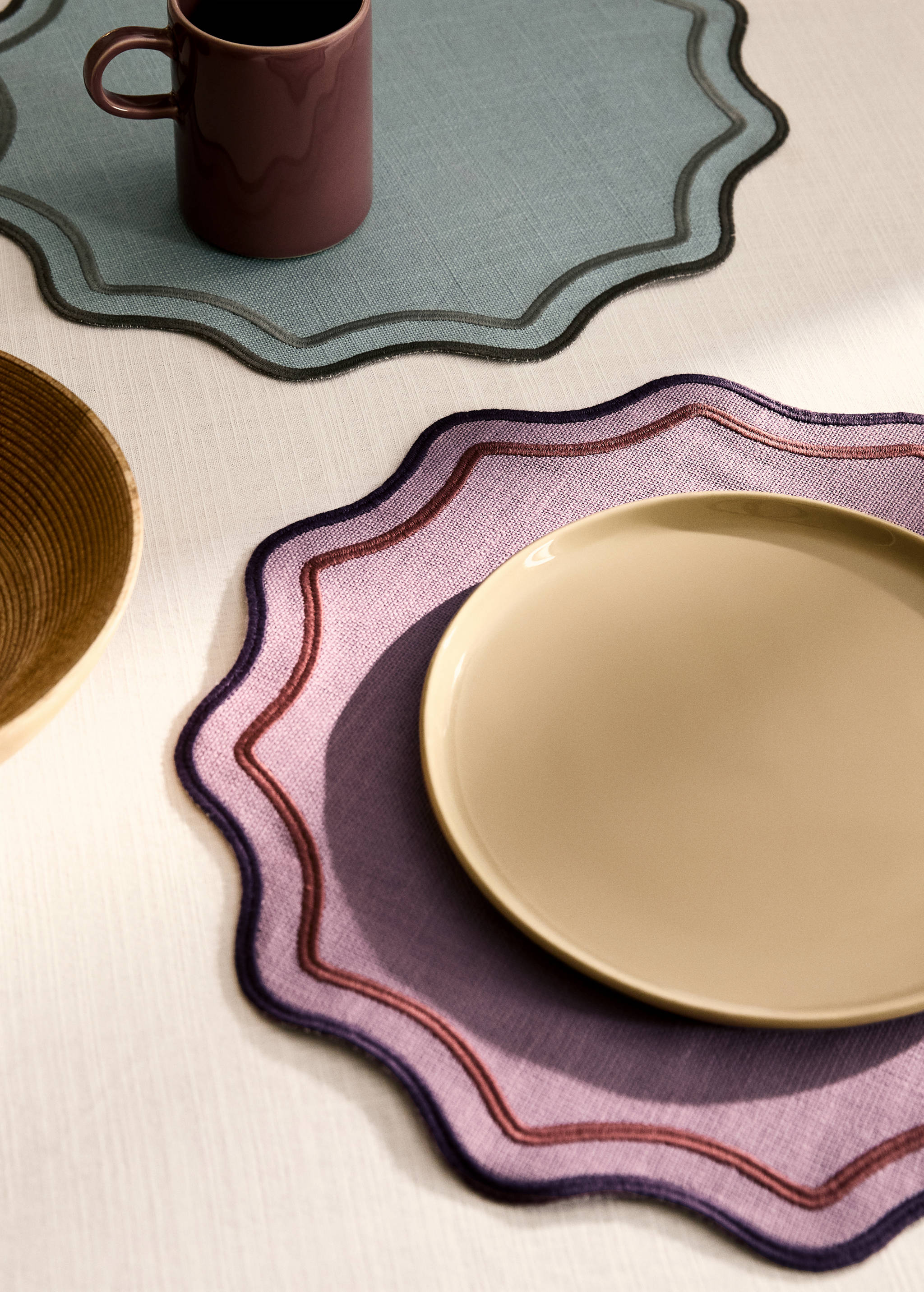 Nappe individuelle en coton résiné à vagues - Plan général