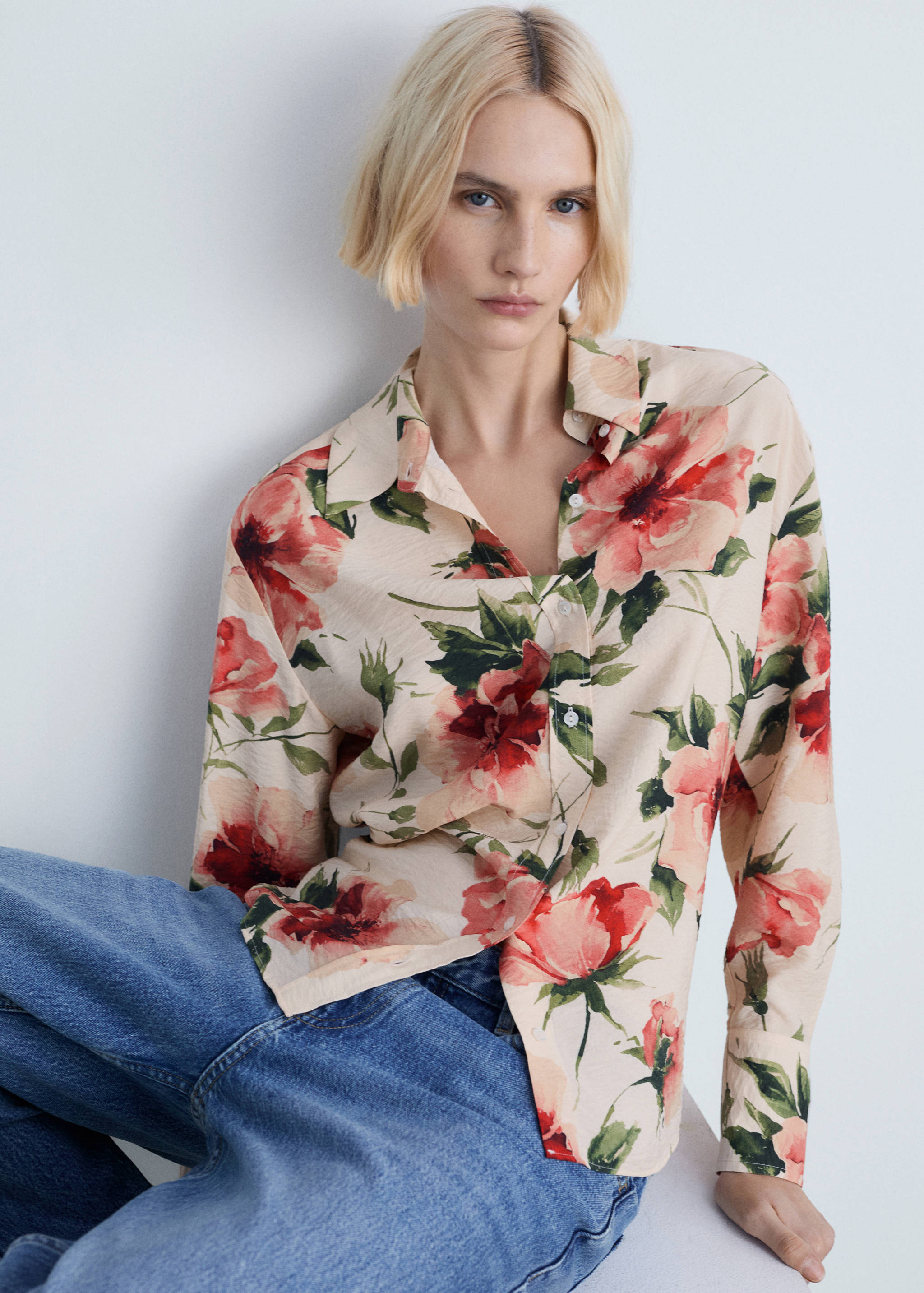 Flowy floral print shirt - Medium plane