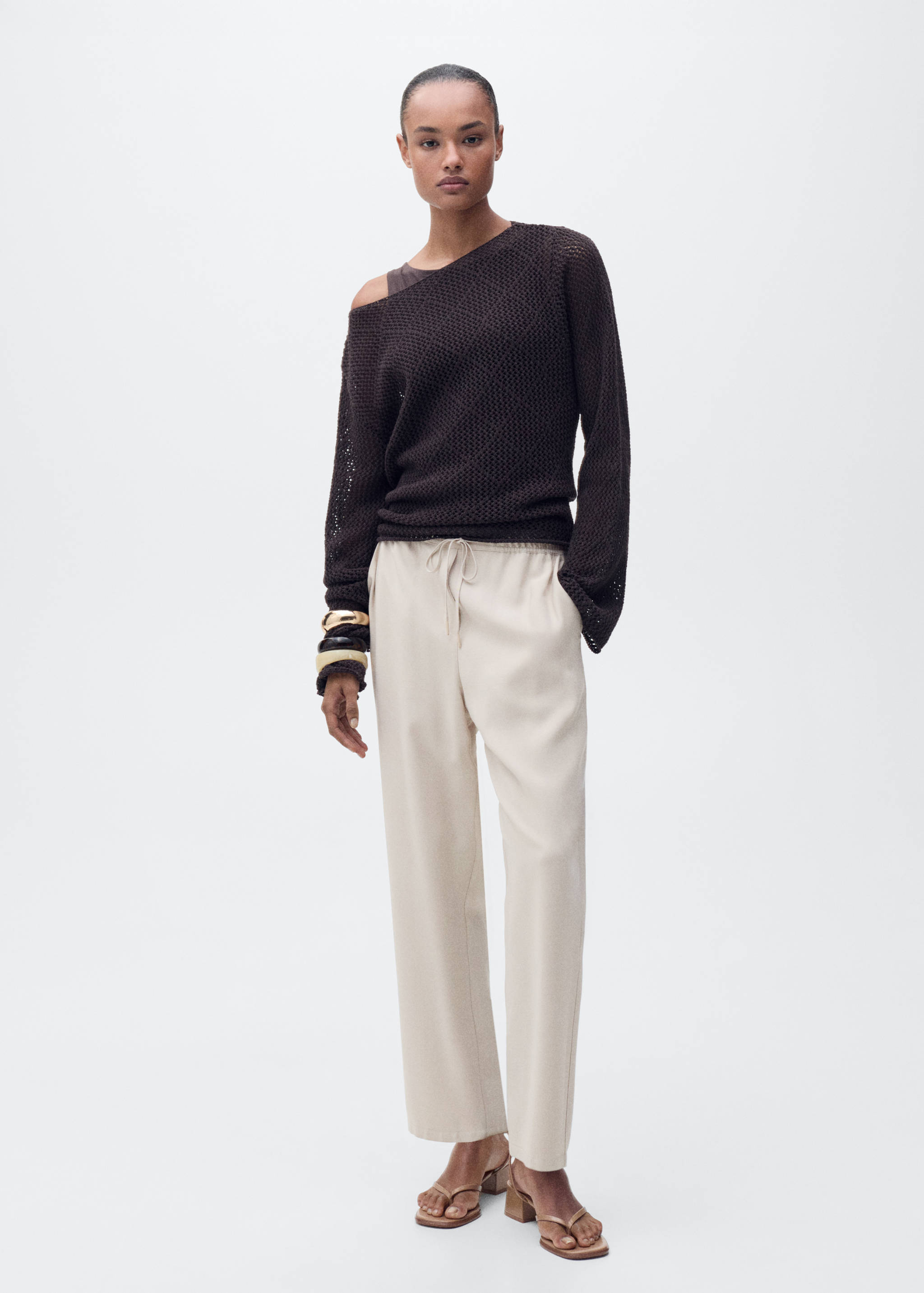 Elastic waist flowy trousers - General plane