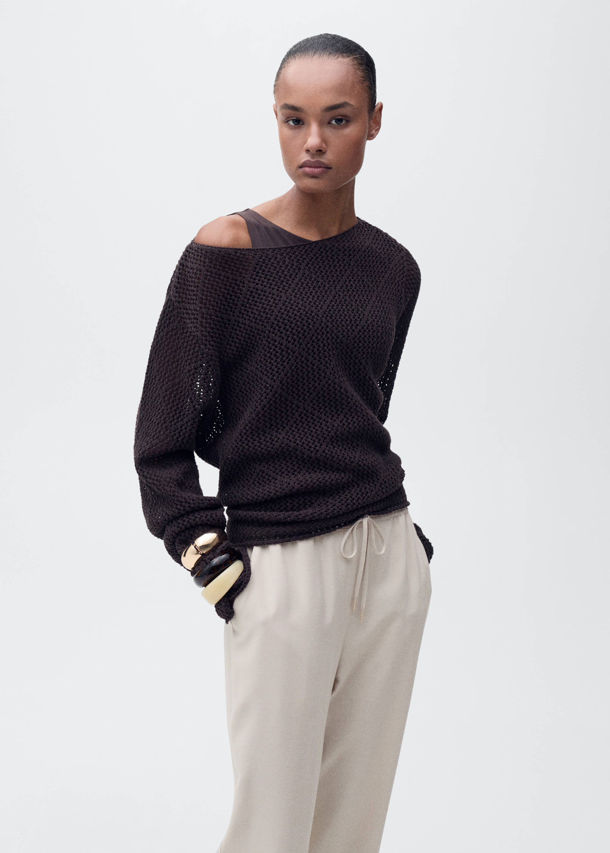 Elastic waist flowy trousers - Details of the article 6