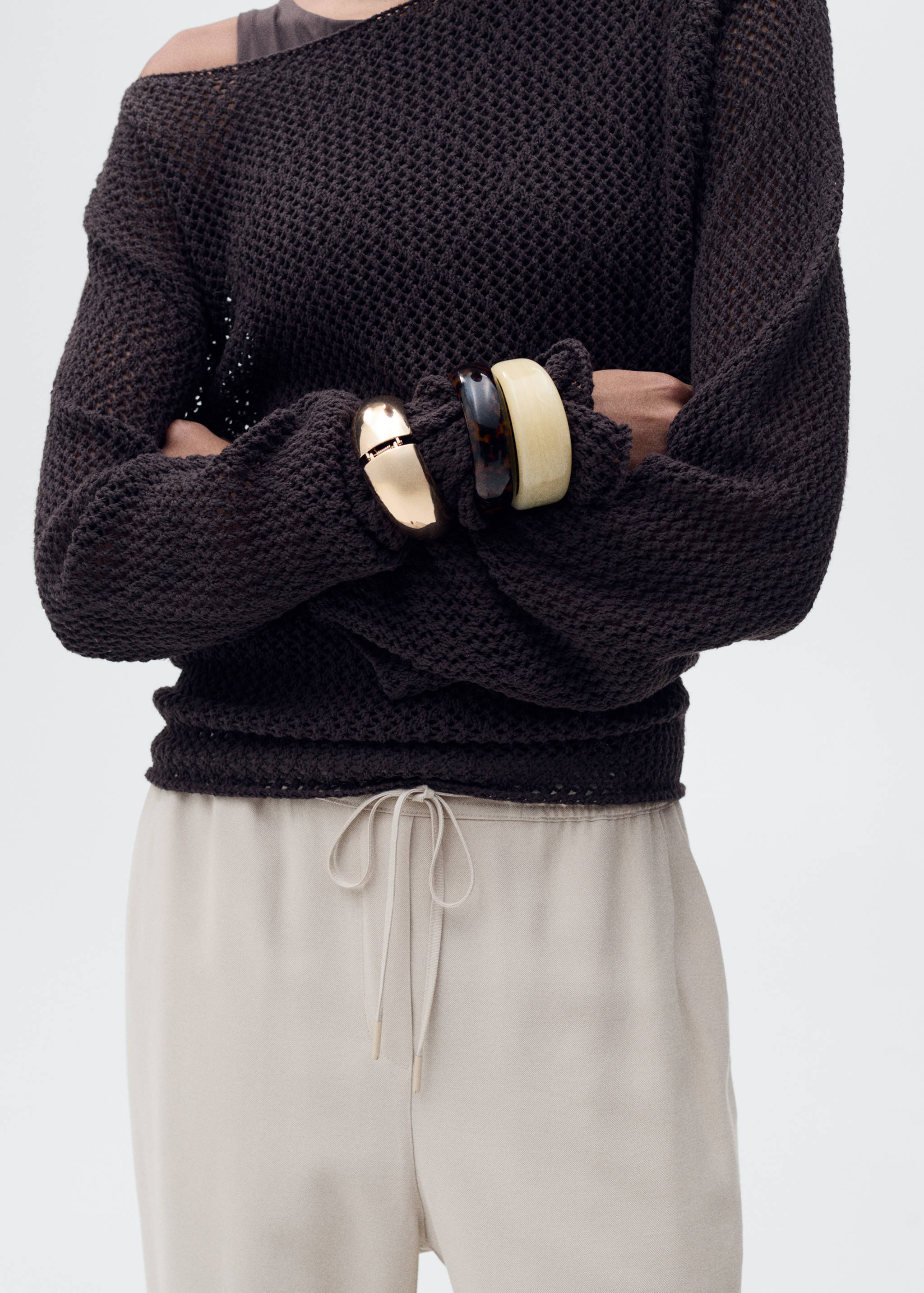 Elastic waist flowy trousers - Details of the article 2