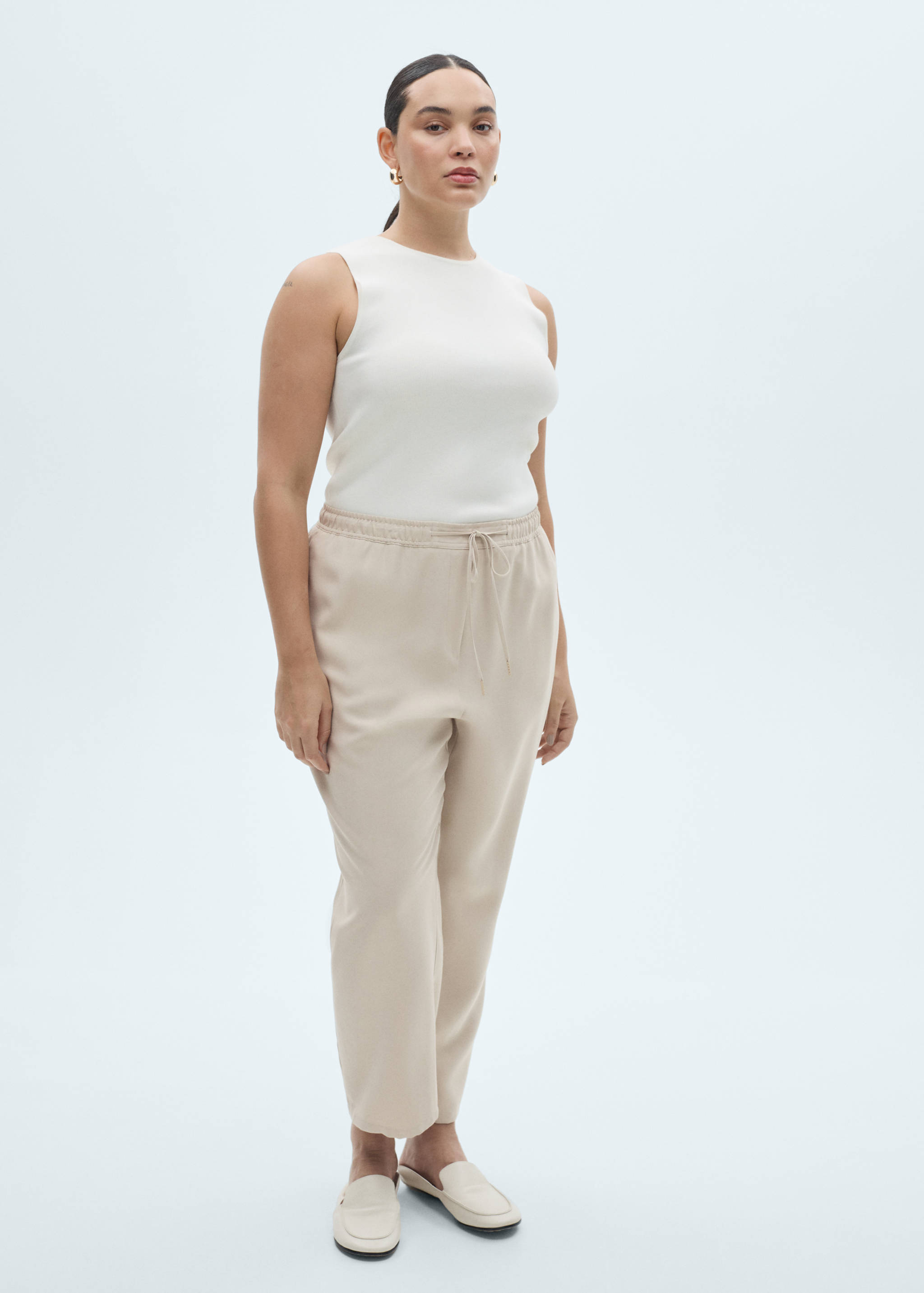 Elastic waist flowy trousers - Details of the article 3