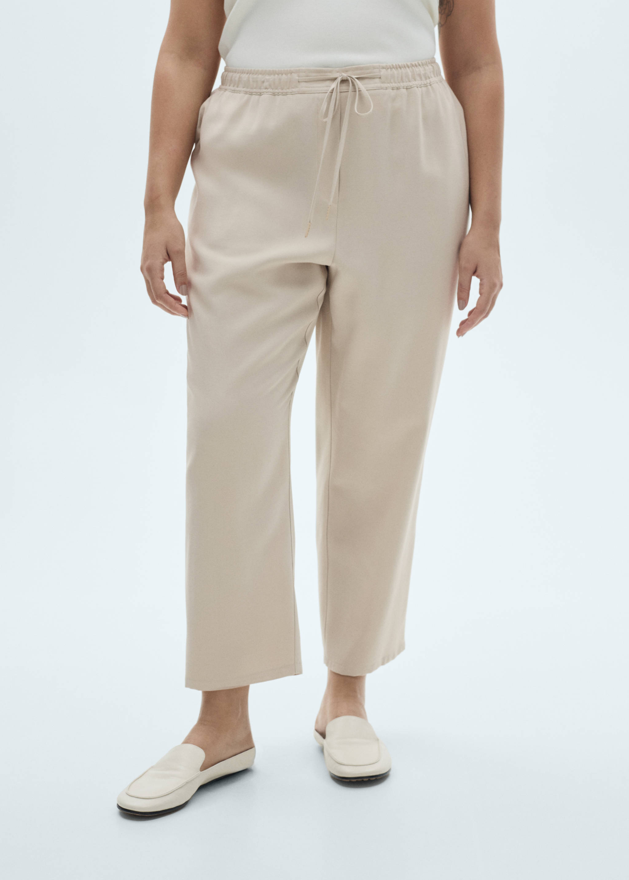 Elastic waist flowy trousers - Details of the article 5