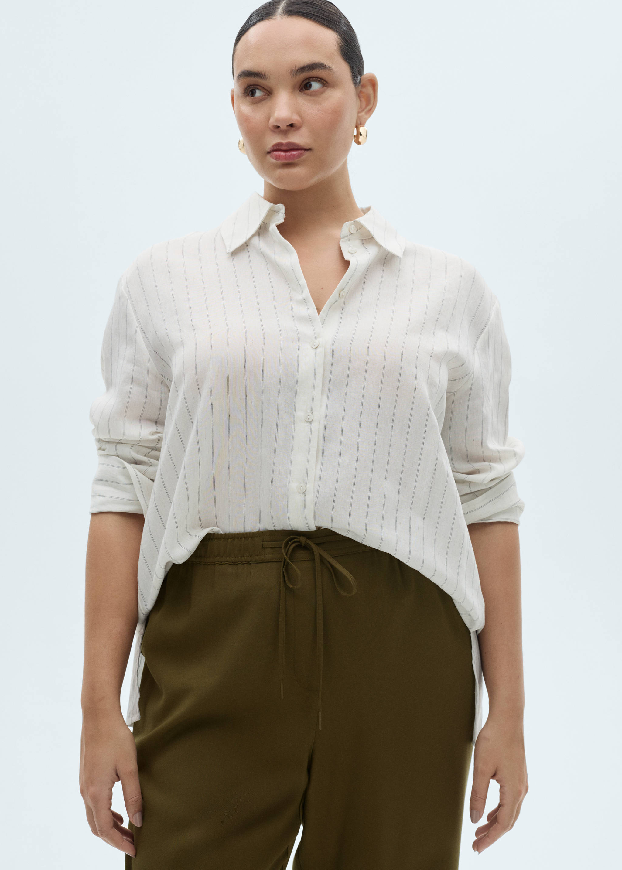 Elastic waist flowy trousers - Details of the article 4