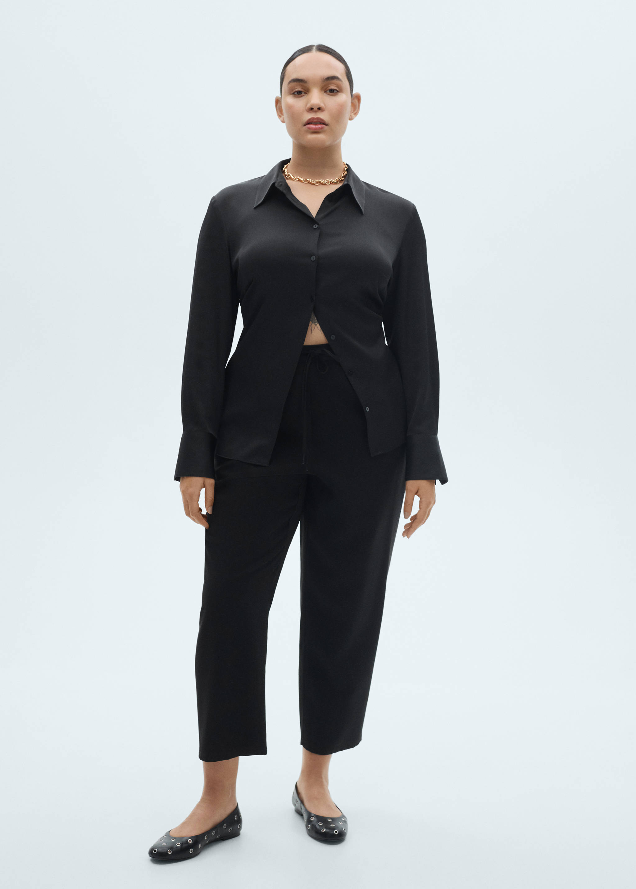 Elastic waist flowy trousers - Details of the article 3